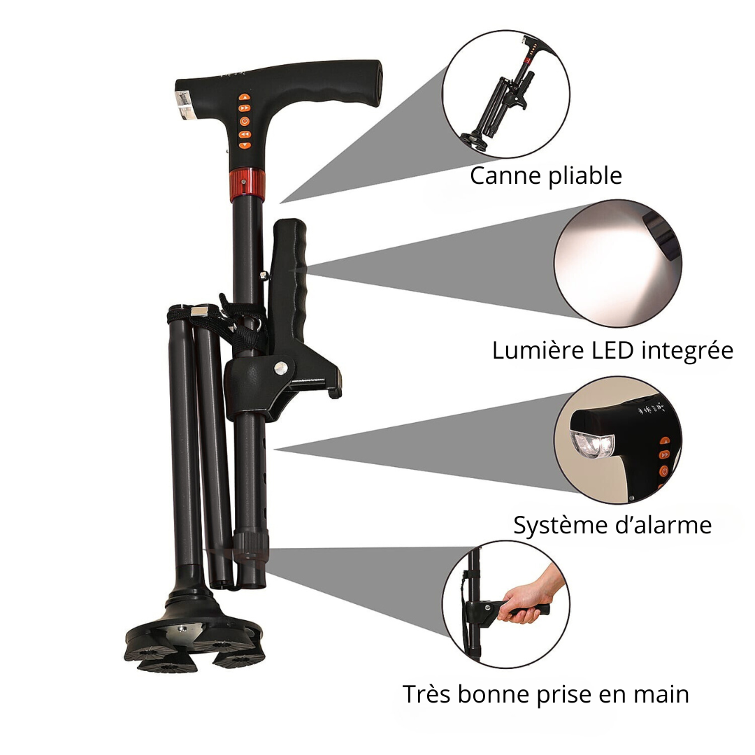 Celenis™ - Canne de Marche avec Lumière LED & Alarme